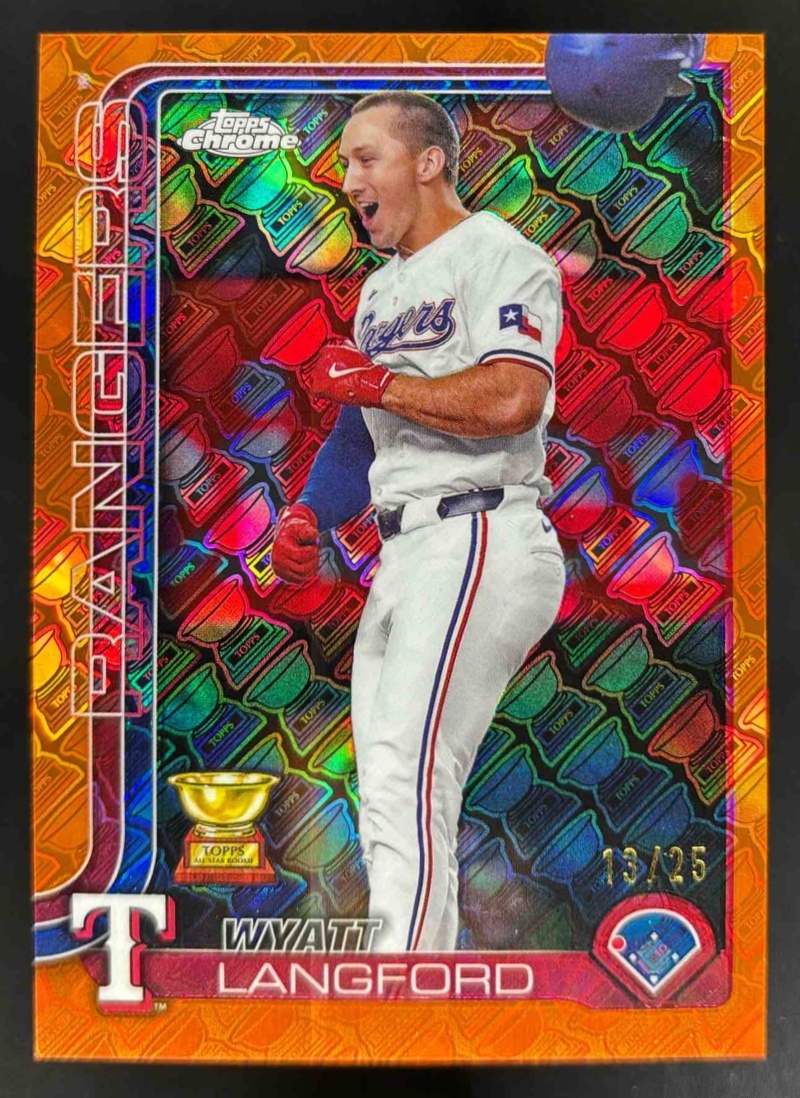 Card image for 2025 Topps Chrome Update Wyatt Langford CupFractor Orange Variation /25