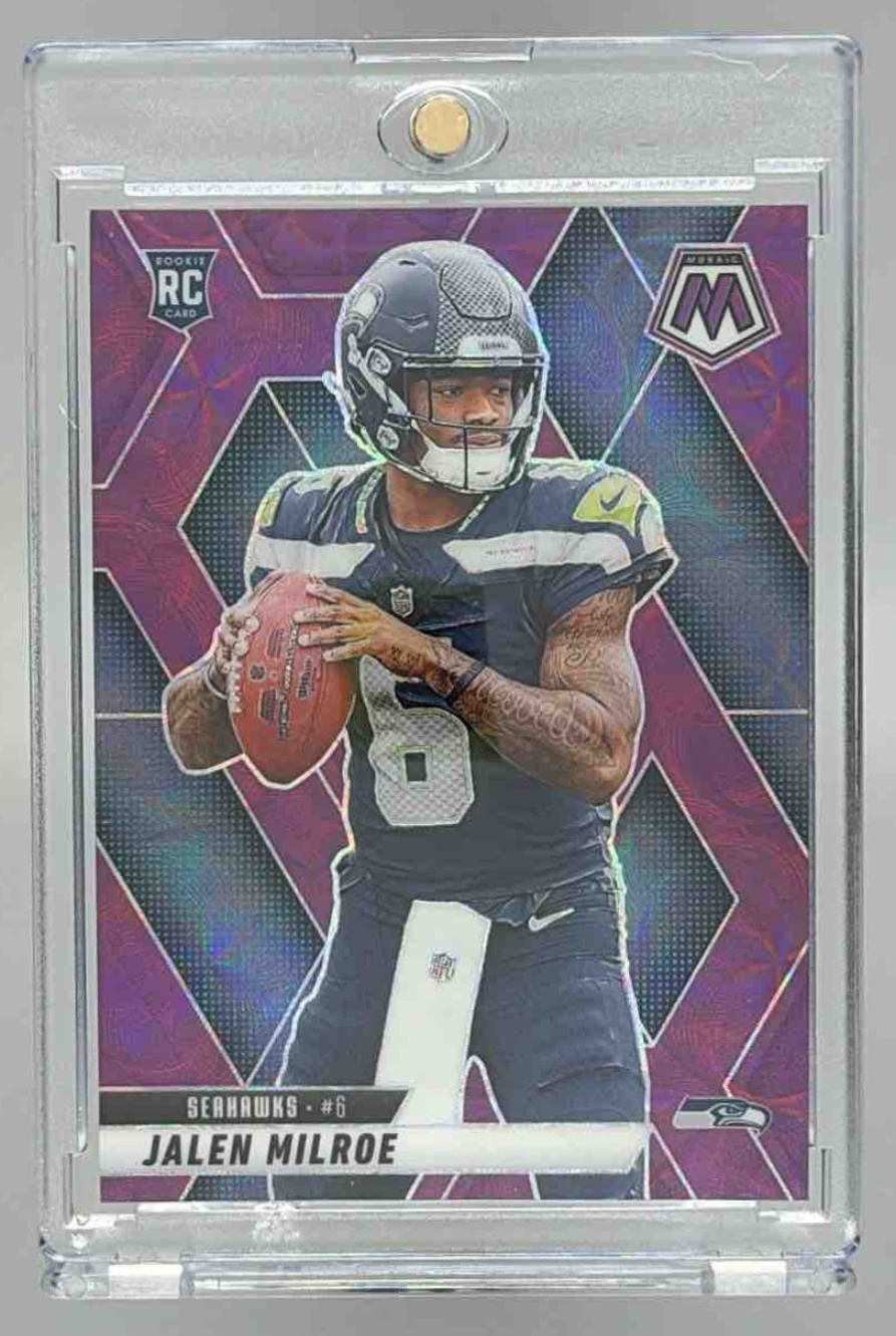 Card image for 2025 Panini Football Mosaic Jalen Milroe Rookies #322 RC Seattle Seahawks