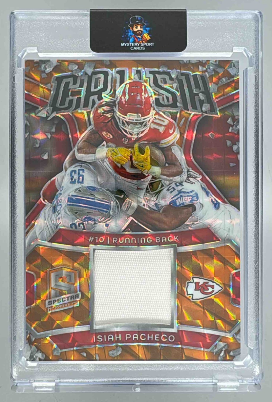 Card image for 2024 Panini Spectra Isiah Pacheco Crush Hyper /75 #CRU-IPO Chiefs
