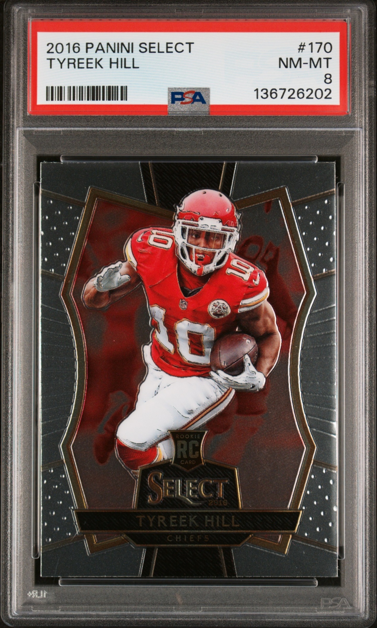 Card image for 2016 Panini Football Select Tyreek Hill #170 RC Premier Level Kansas City Chiefs