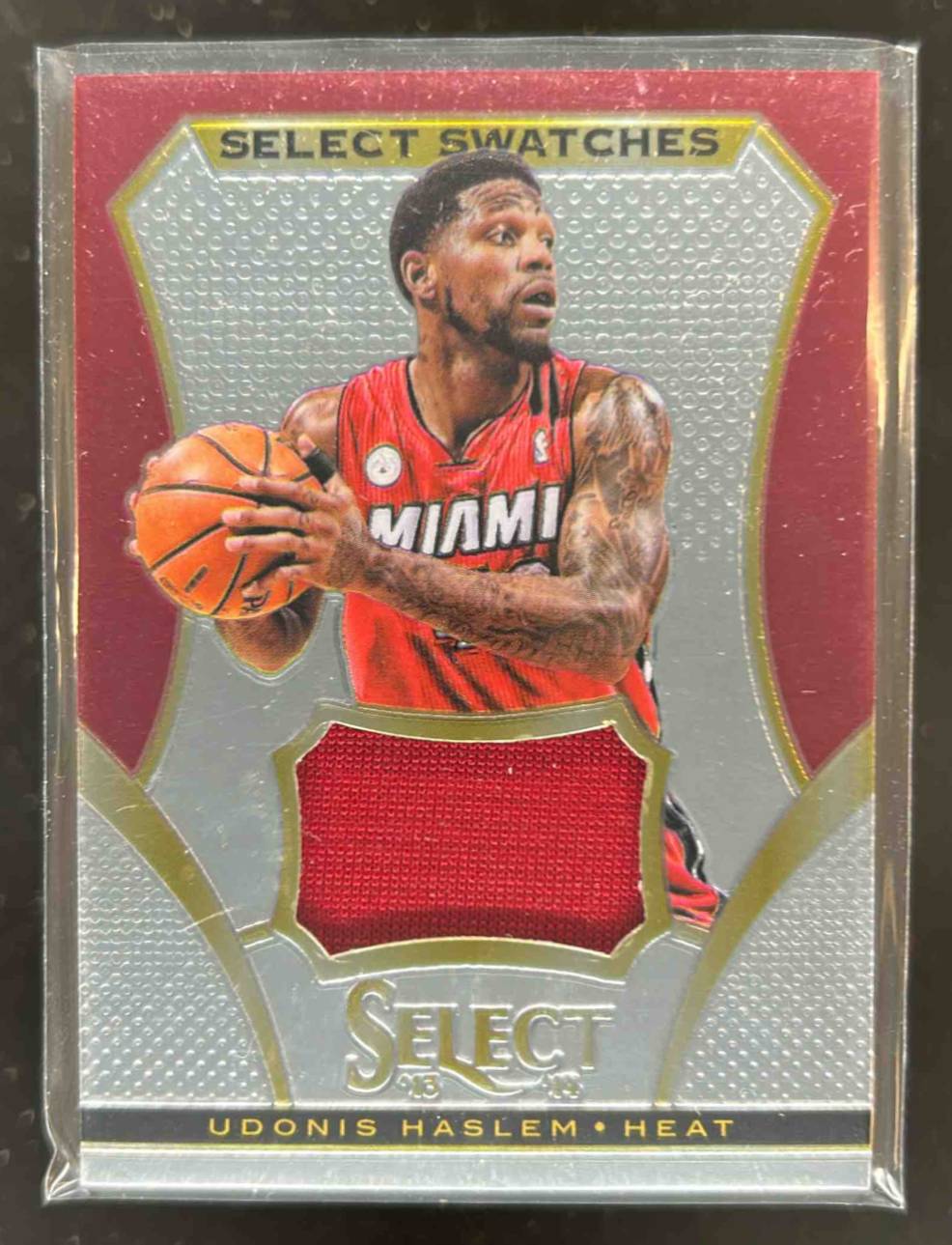 Card image for 2013-14 PANINI SELECT UDONIS HASLEM SWATCHES #84 MIAMI HEAT