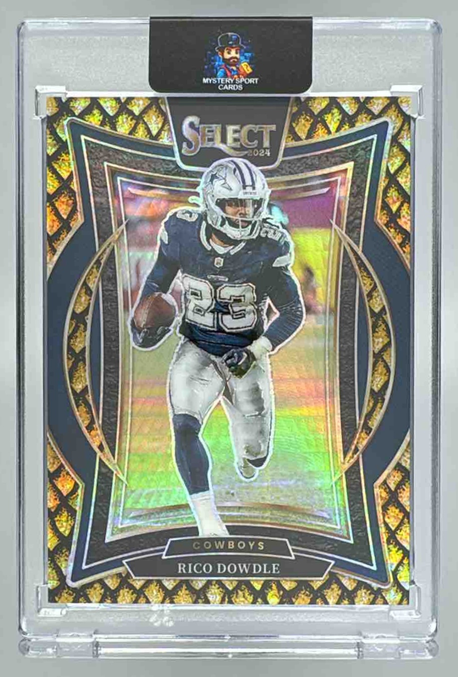 Card image for 2024 Panini Select Rico Dowdle Concourse Gold Prizm /10 #90 Cowboys