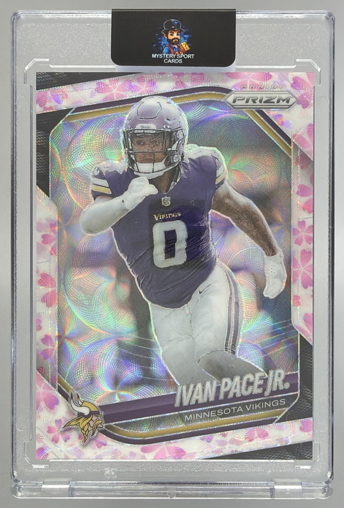 Card image for 2025 Panini Prizm Ivan Pace Jr. Choice Cherry Blossom /15 #77 Vikings