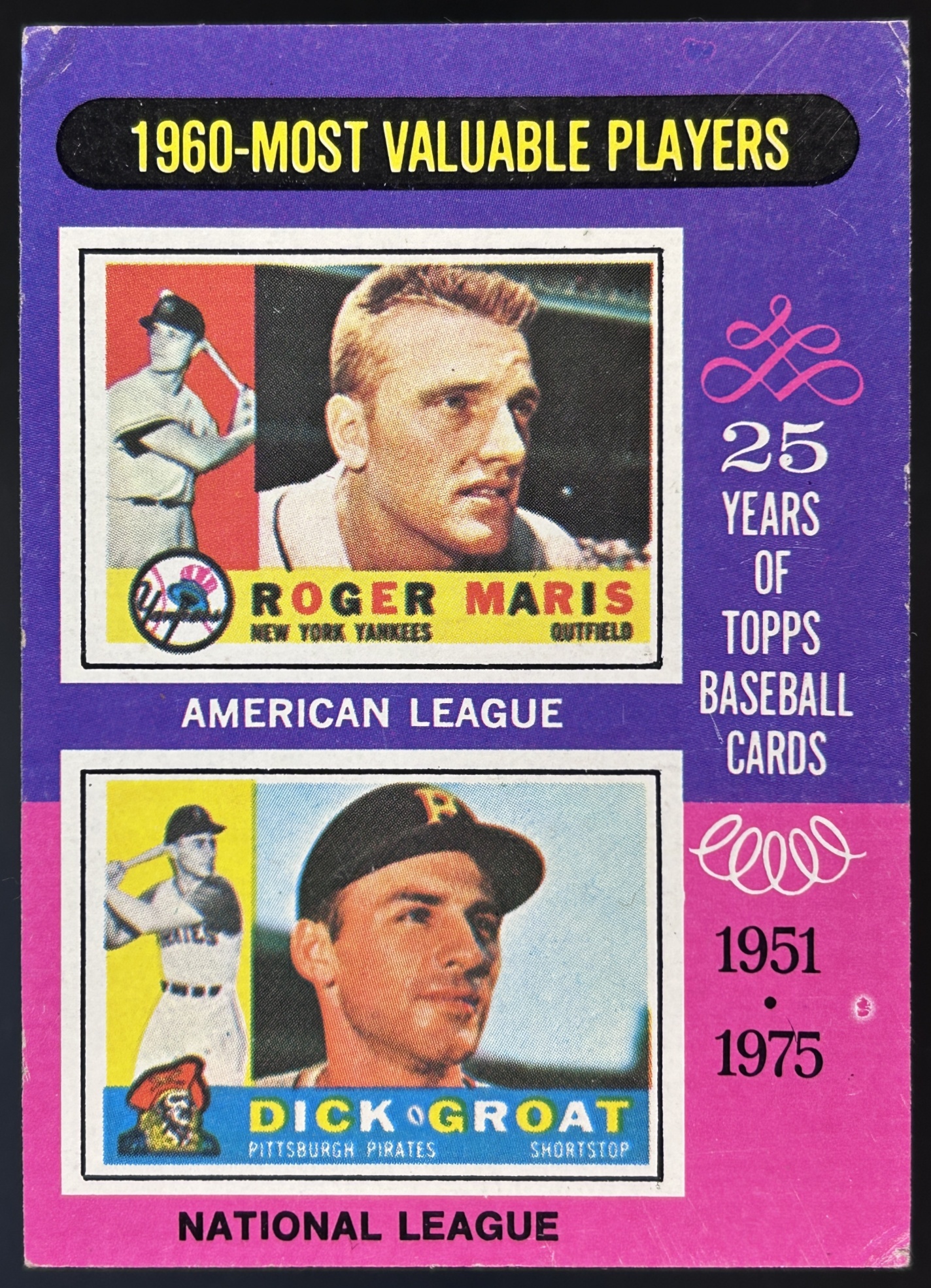 Card image for 1975 TOPPS 1960 MVPS ROGER MARIS DICK GROAT M #198