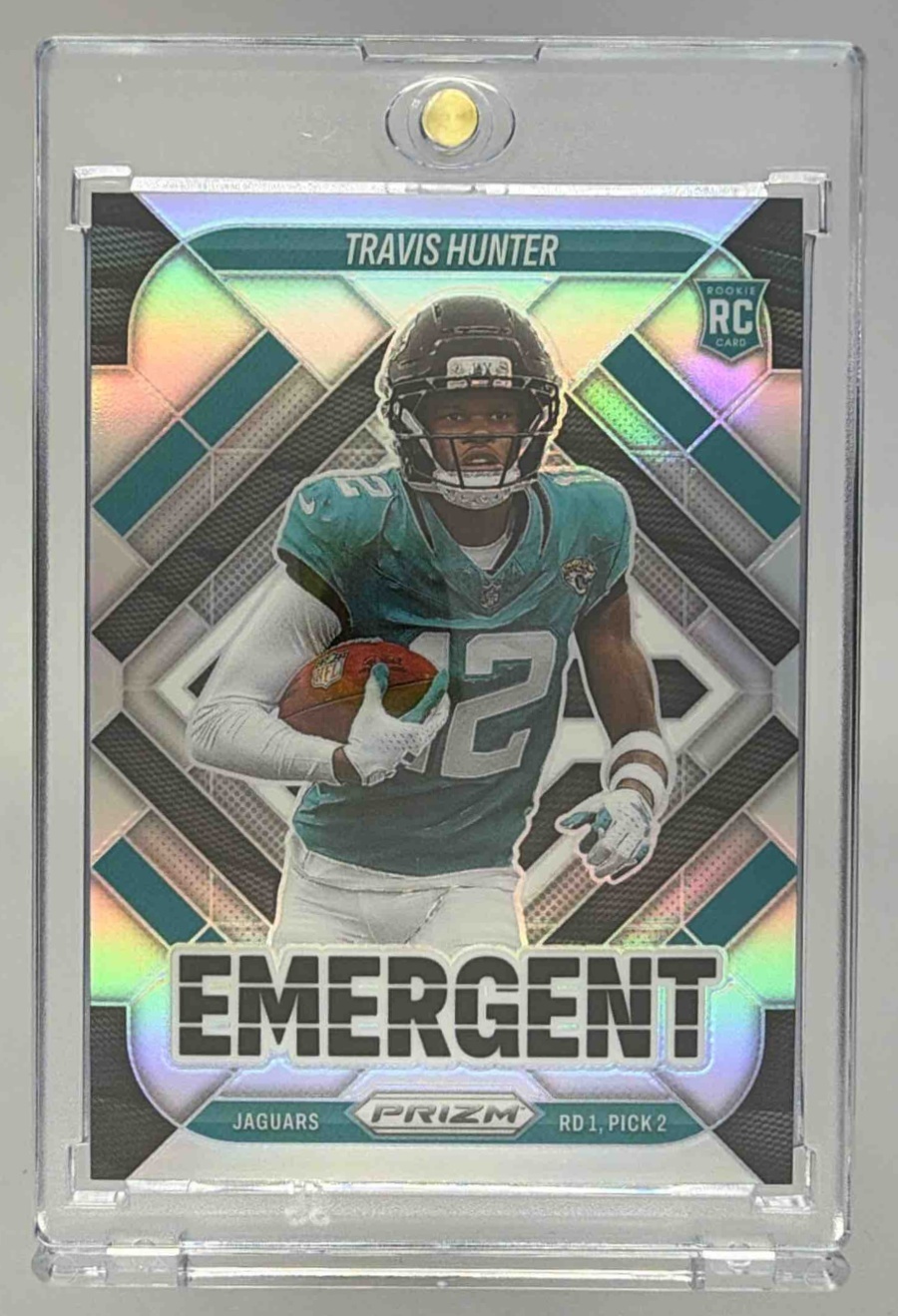 Card image for 2025 Panini Football Prizm Travis Hunter Emergent #12 Jacksonville Jaguars