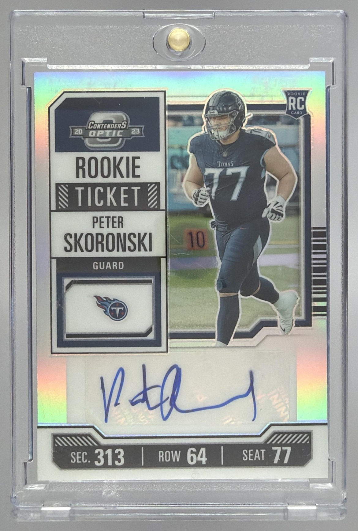 Card image for 2023 Panini Contenders Optic Peter Skoronski #193 Auto RC Rookie Ticket Titans