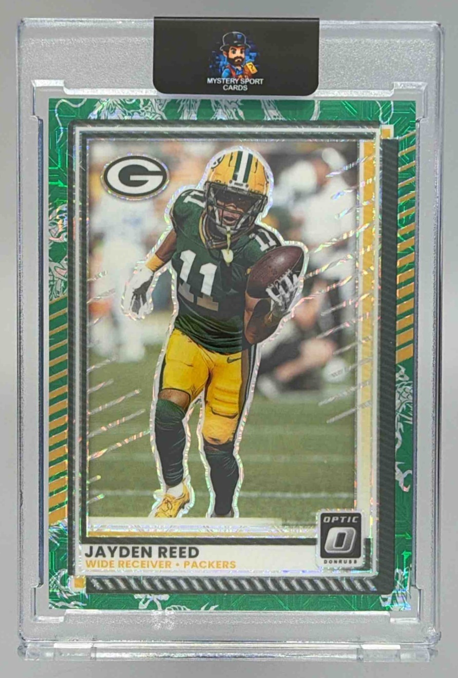 Card image for 2025 Panini Donruss Optic Jayden Reed Dragon Prizm /24 #41 Packers