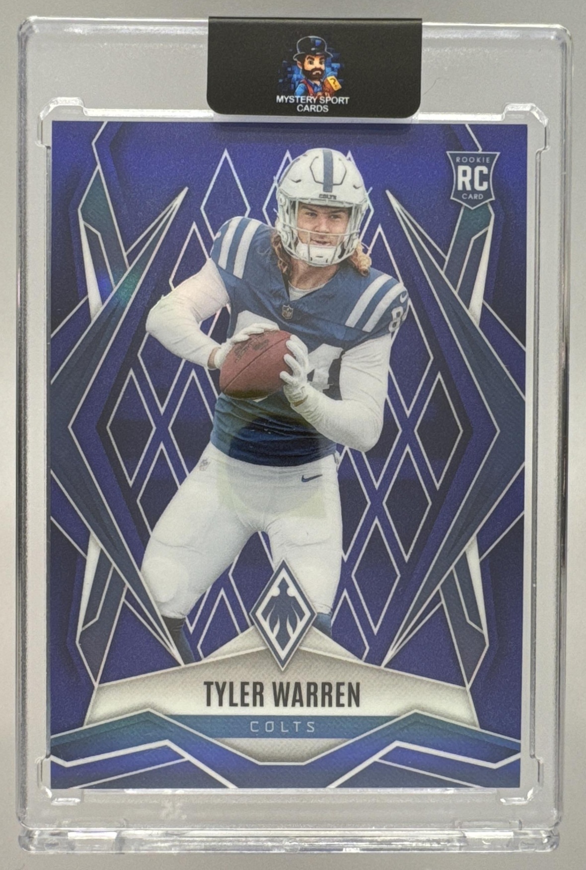 Card image for 2025 Panini Phoenix Tyler Warren Blue Prizm /50 #185 RC Colts