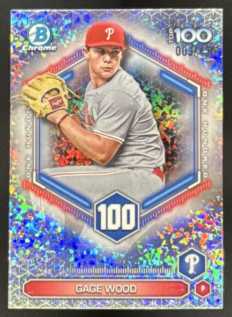 Card image for 2026 Bowman Gage Wood Scouts Top 100 Chrome Mini-Diamond Refractor /150