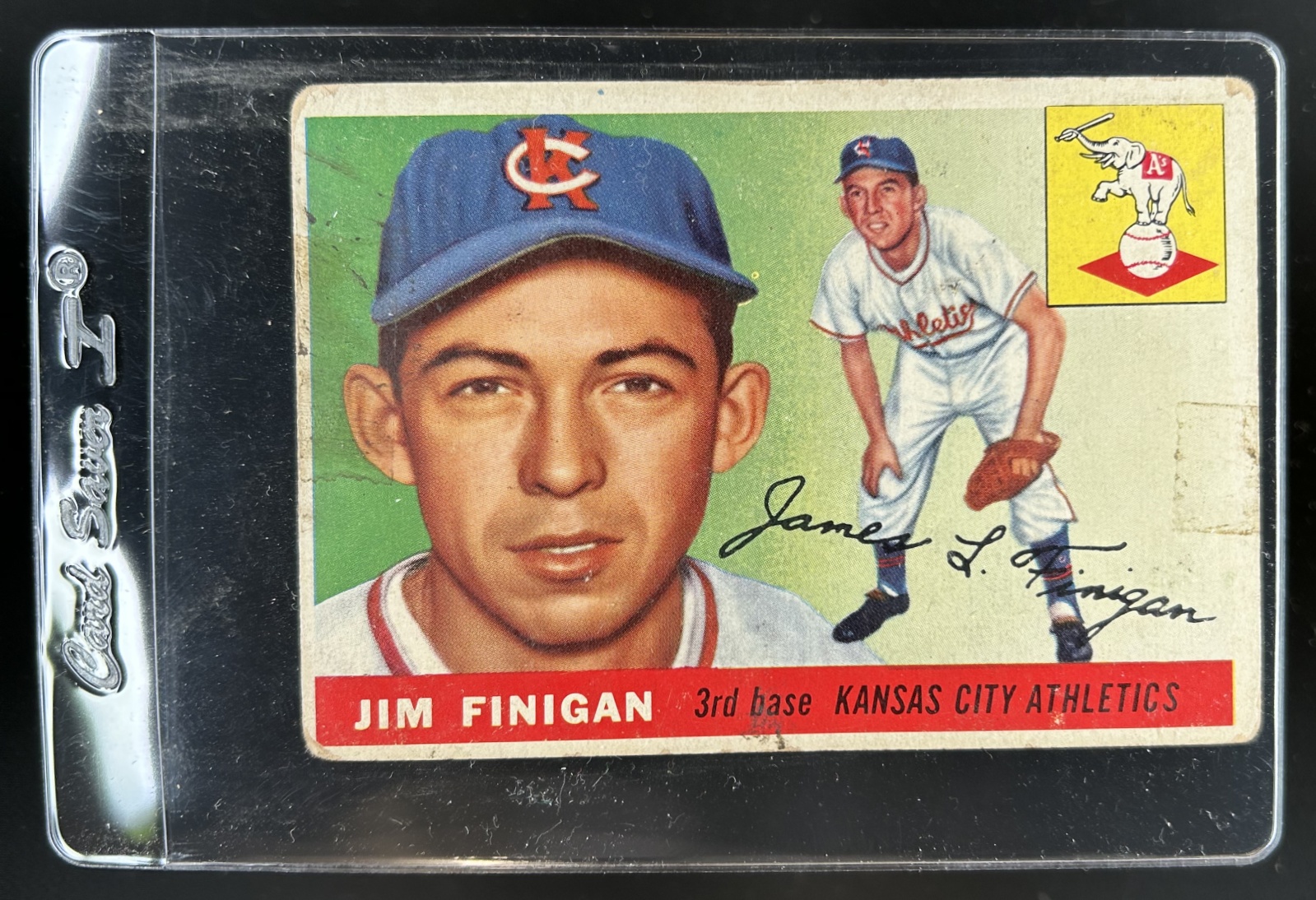 Card image for 1955 TOPPS BASEBALL JIM FINIGAN #14 RC