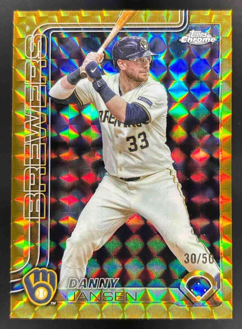 Card image for 2025 Topps Chrome Update Danny Jansen Gold Geometric Refractor /50
