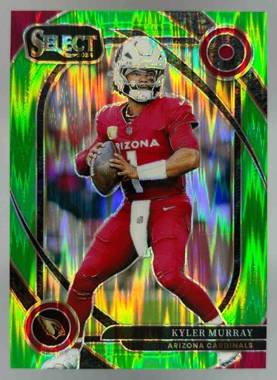 Card image for 2024 Panini Select Kyler Murray Club Neon Green Prizm Shock /499 #278 Cardinals