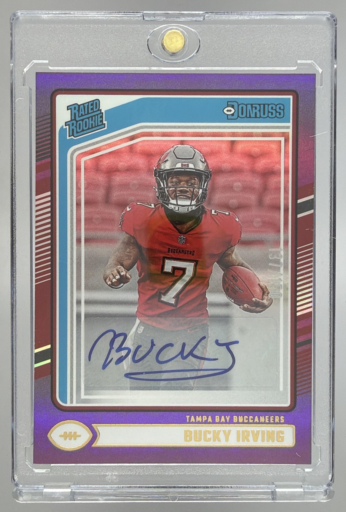 Card image for 2024 Panini Donruss Bucky Irving Optic Rated Rookie Preview Auto #301 RC Buccaneers