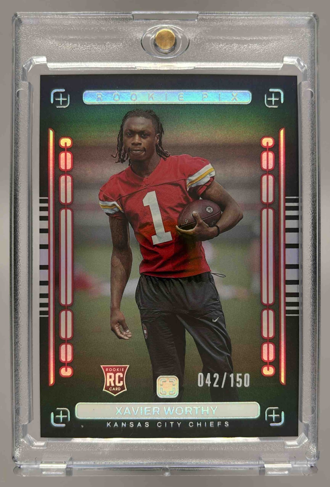 Card image for 2024 Panini Photogenic Xavier Worthy Rookie Pix Silver /150 #10 RC Chiefs