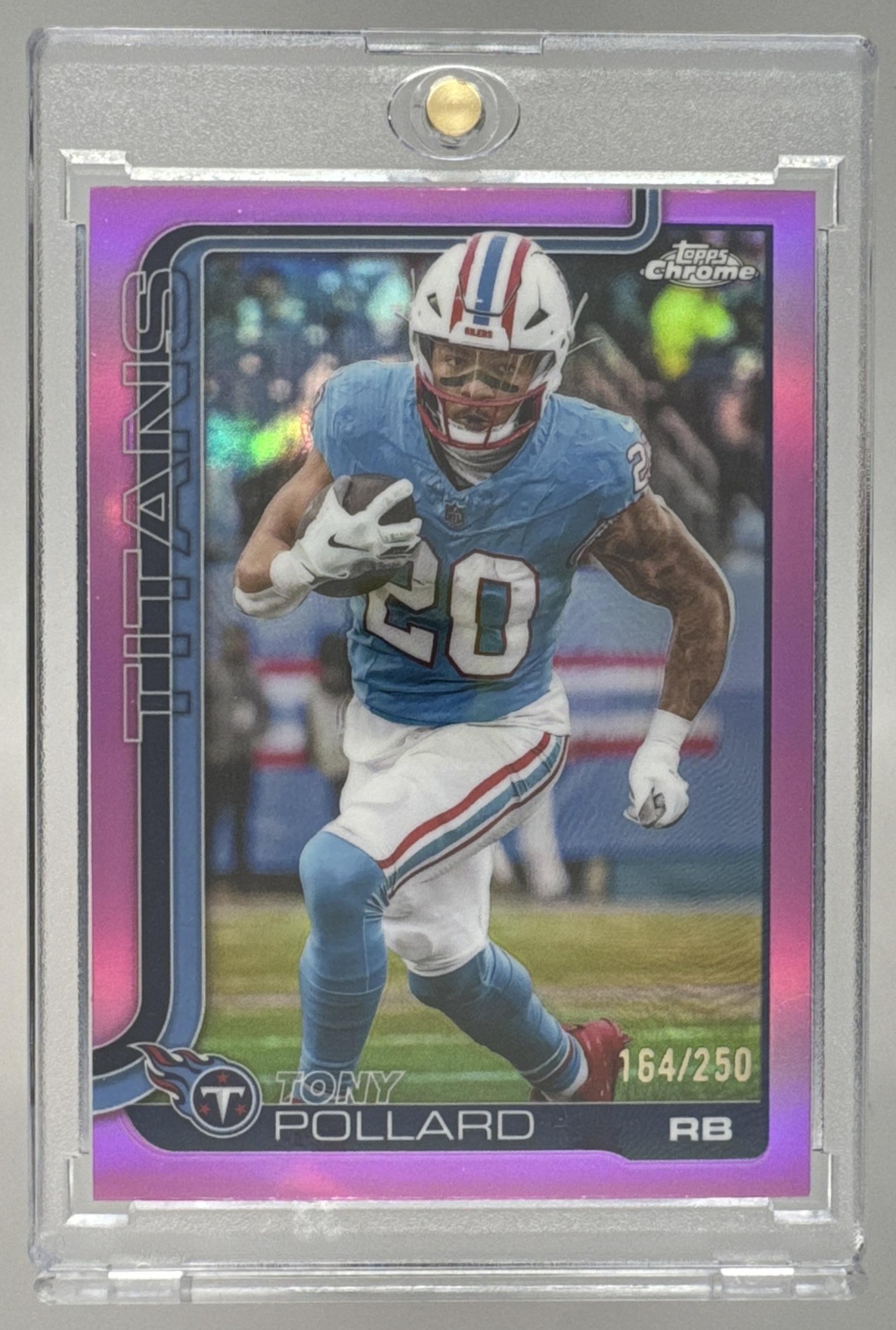 Card image for 2025 Topps Chrome Tony Pollard Pink Refractor /250 #290 Titans