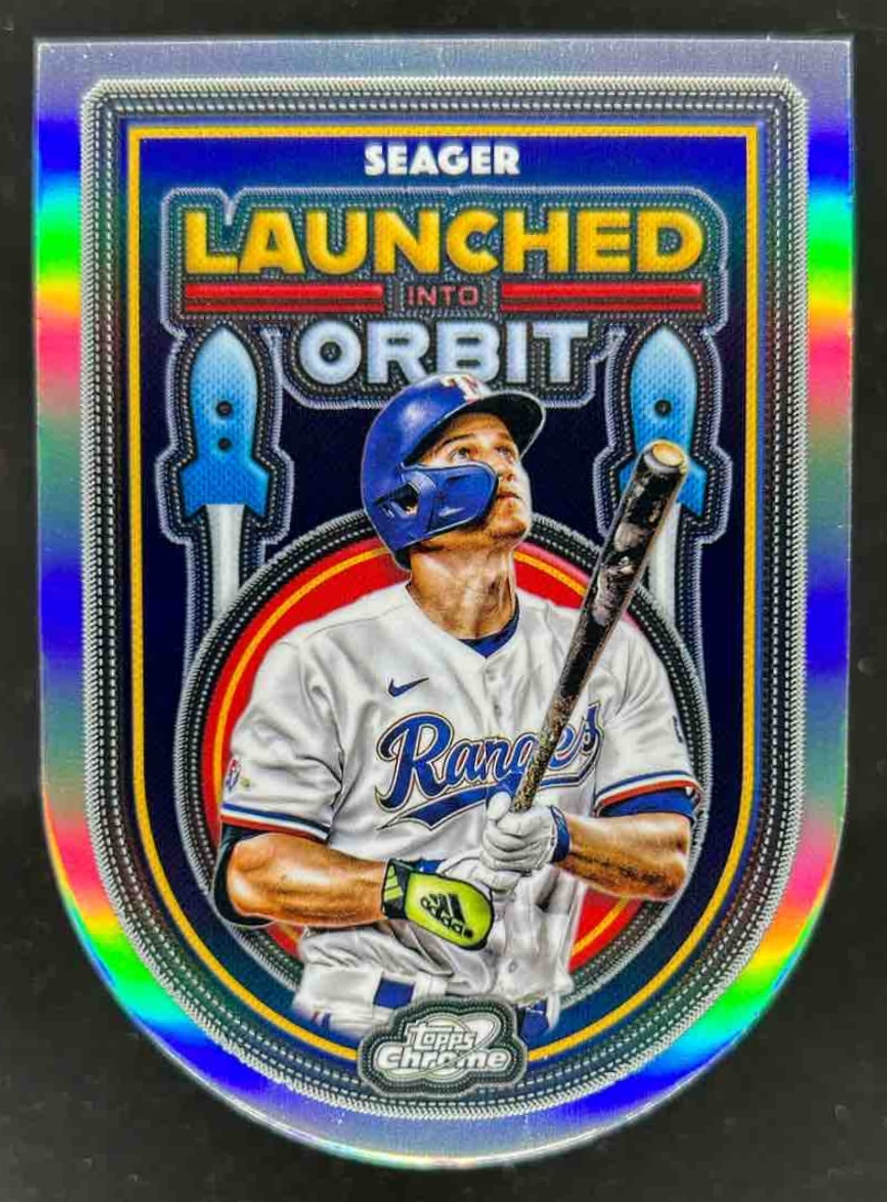 Card image for Corey Seager 2025 Topps Baseball Cosmic Chrome Launched Into Orbit Texas Rangers
