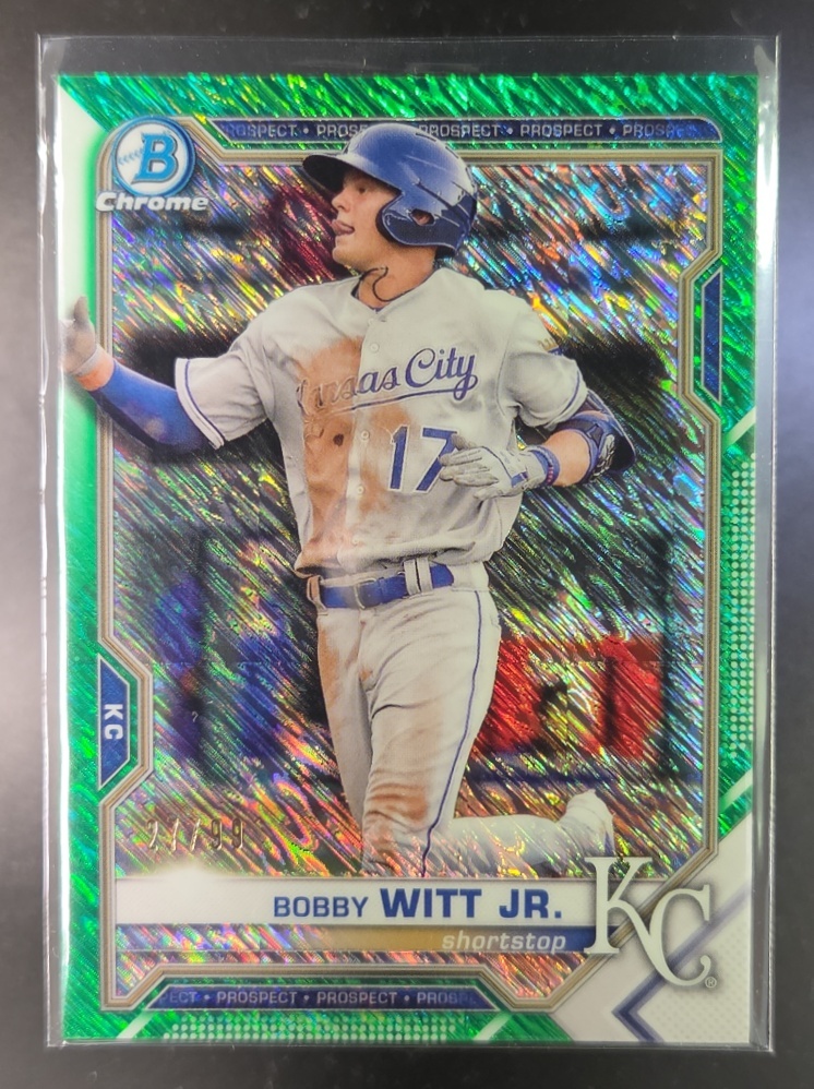 2021 Bowman Chrome Prospects Green Shimmer Refractor #BCP-1 Bobby Witt Jr./99