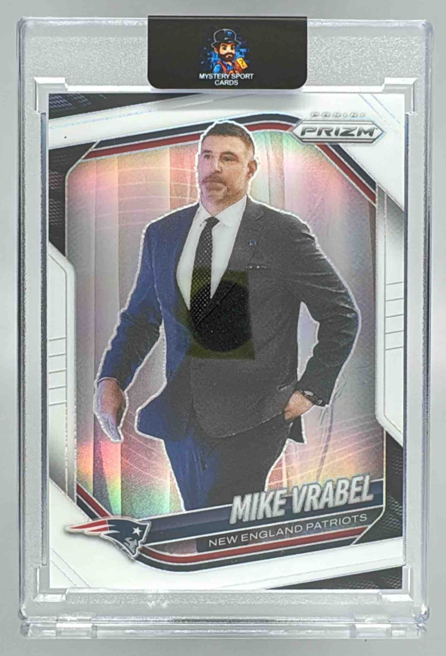 Card image for 2025 Panini Prizm Mike Vrabel Blue Shimmer /35 #110 Patriots
