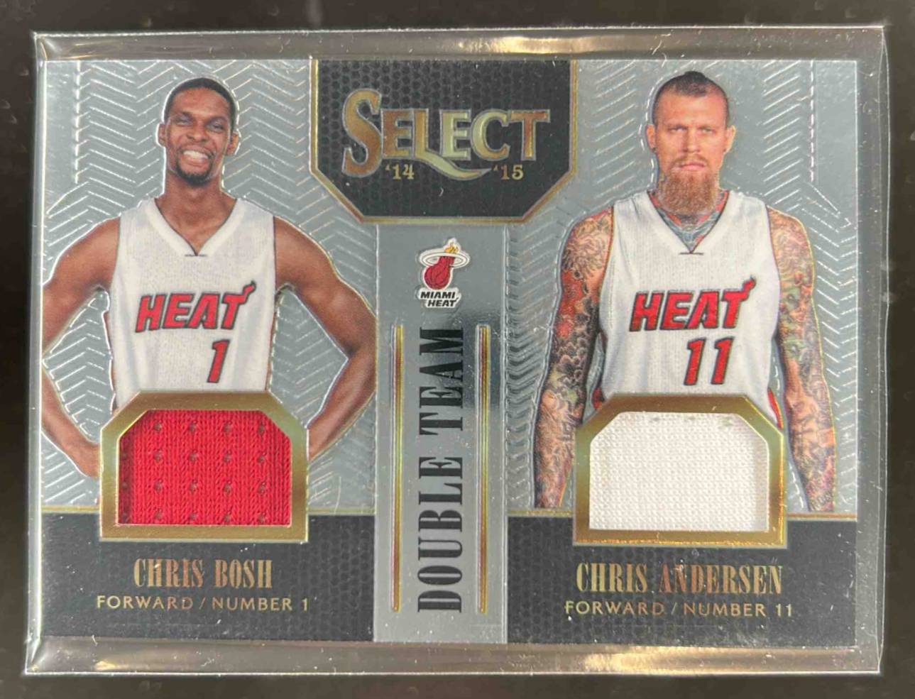 Card image for 2014-15 Panini Select Chris Andersen / Bosh Double Team Jerseys 136 /149 #12