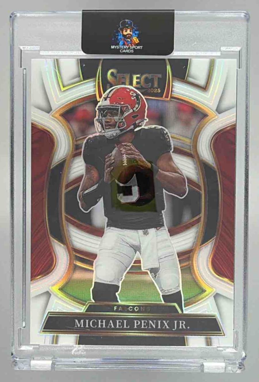 Card image for 2025 Panini Select Michael Penix Jr. Concourse Blue and Orange Prizm Shock /35 #46 Falcons