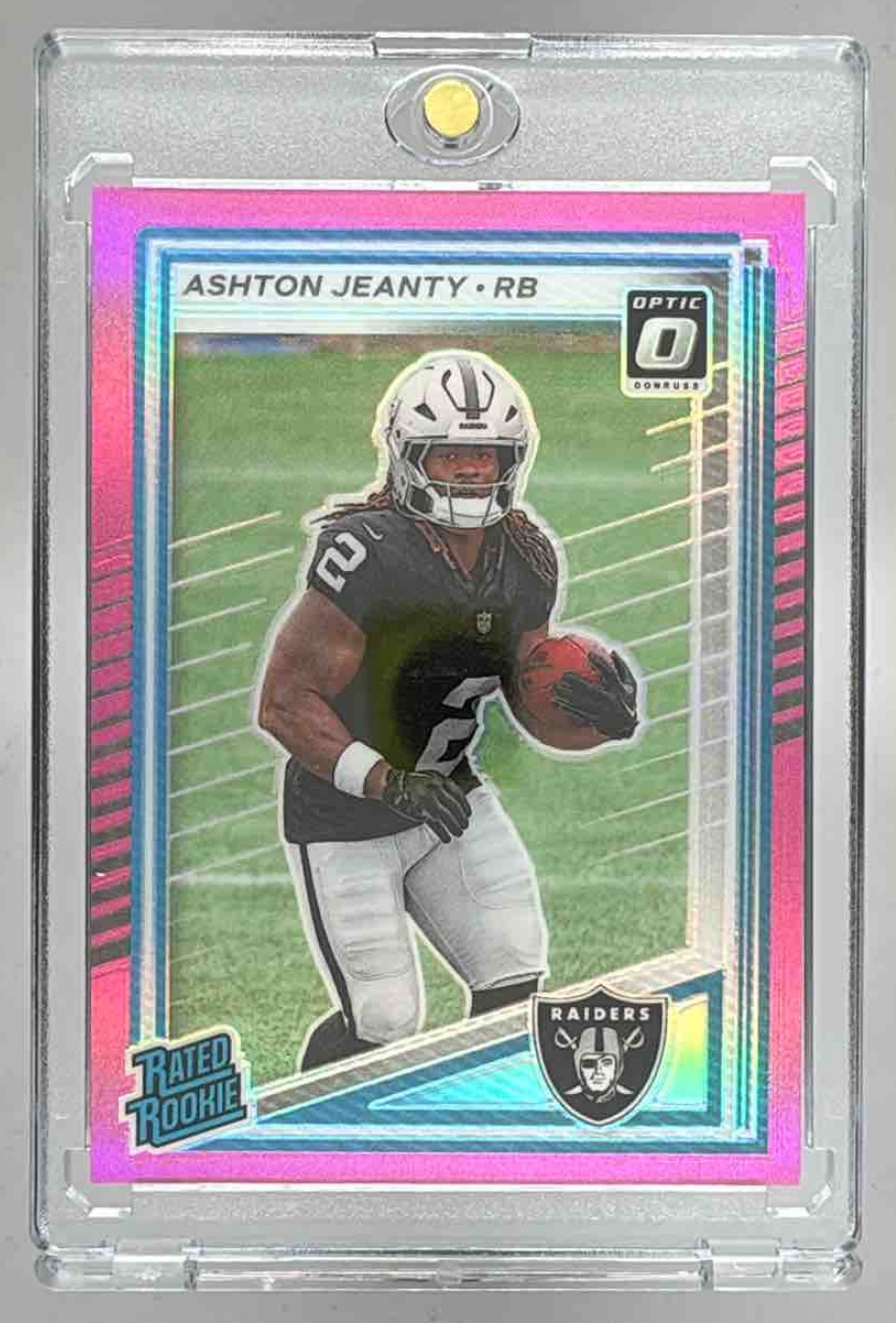Card image for 2025 Panini Donruss Ashton Jeanty Optic Rated Rookie Preview Pink #305 RC Raiders