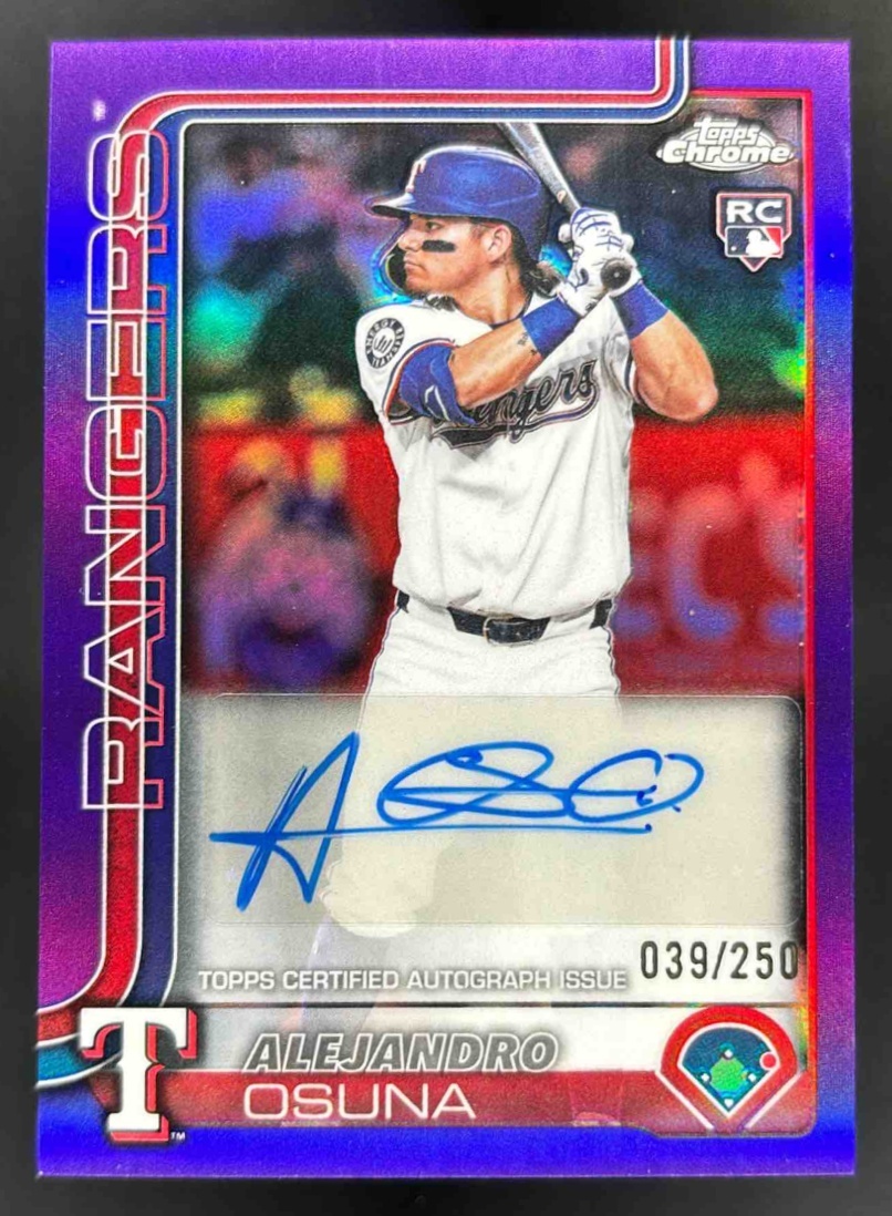 Card image for 2025 Topps Chrome Update Alejandro Osuna Auto Purple Refractor /250 RC