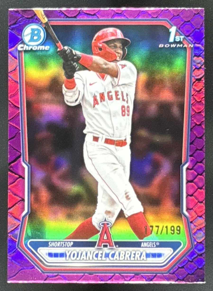 Card image for 2026 Bowman Yojancel Cabrera Chrome Reptilian Fuchsia Refractor /199 1st