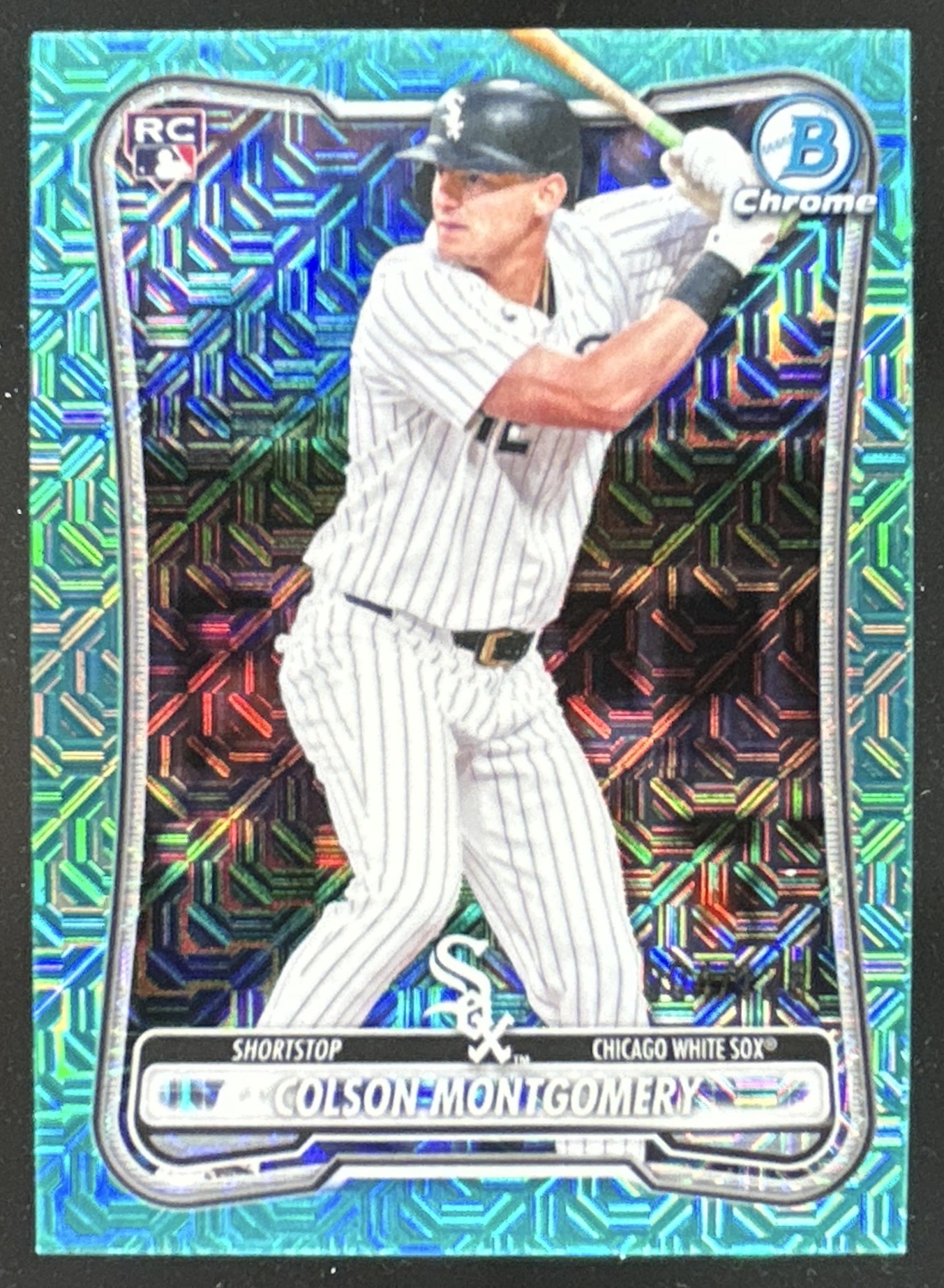Card image for Colson Montgomery 2026 Bowman Chrome Mega Box Aqua Mojo Refractor /125