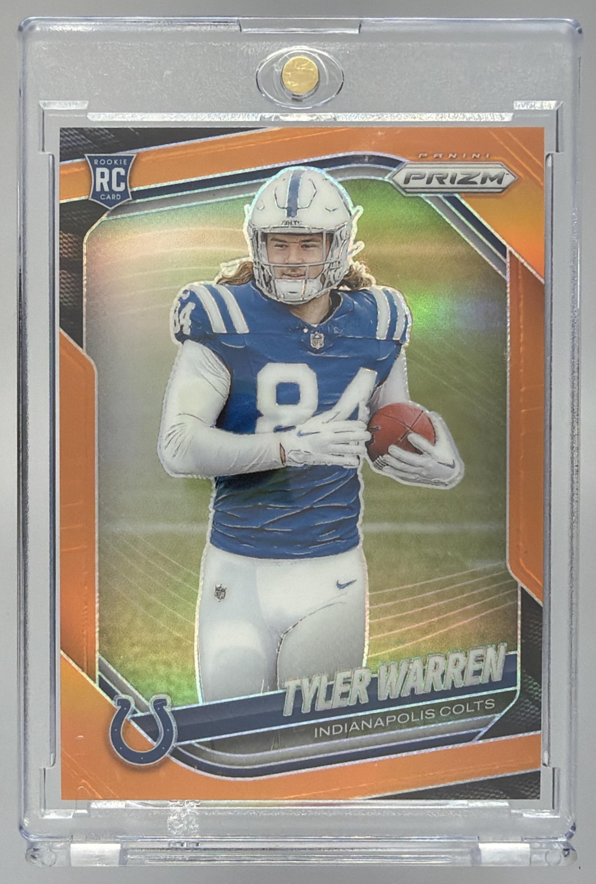 Card image for 2025 Panini Football Prizm Tyler Warren Orange /249 #339 RC Indianapolis Colts