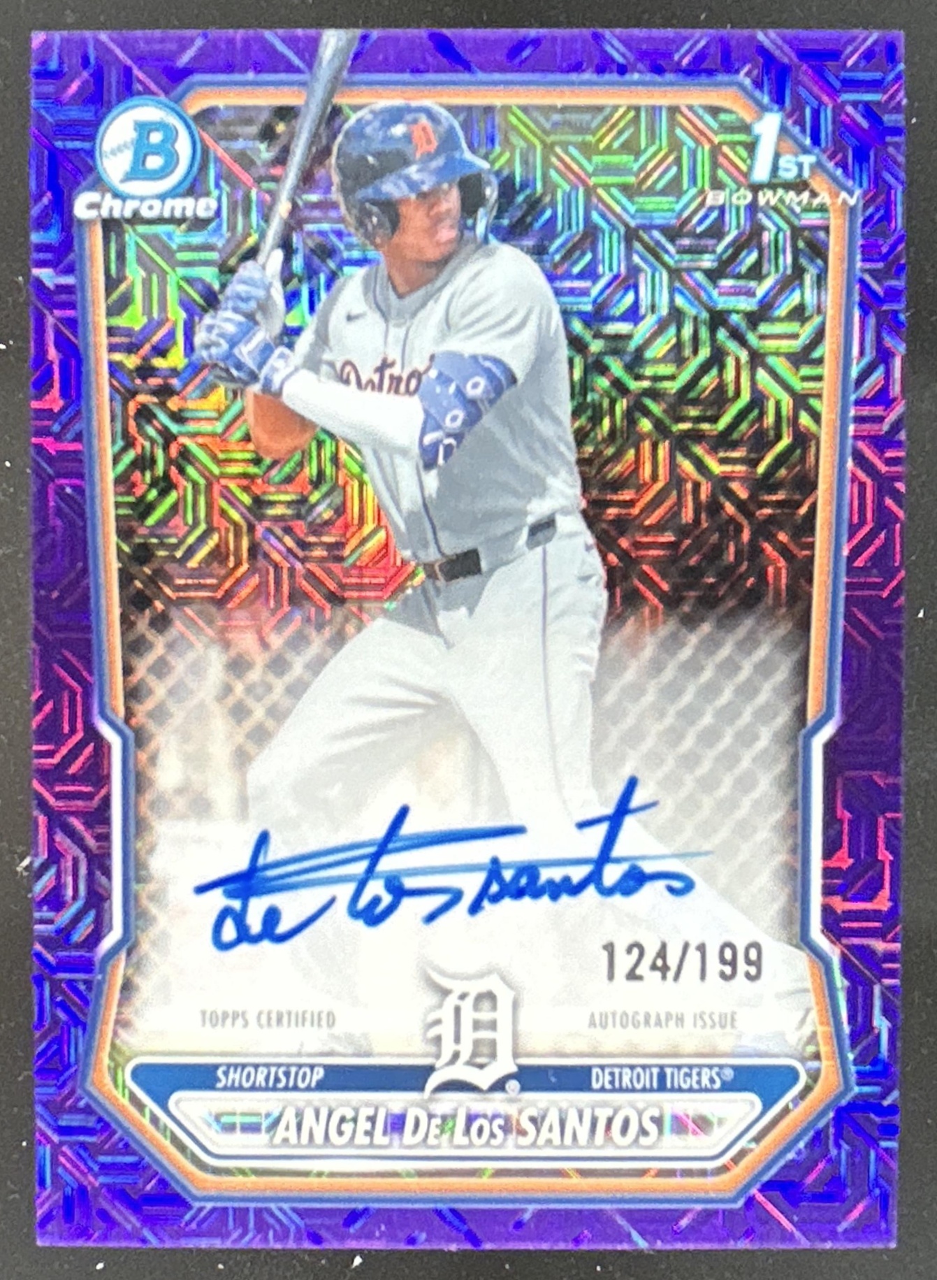 Card image for Angel De Los Santos 2026 Bowman Chrome Mega Box Prospects Auto Purple Mojo Refractor /199