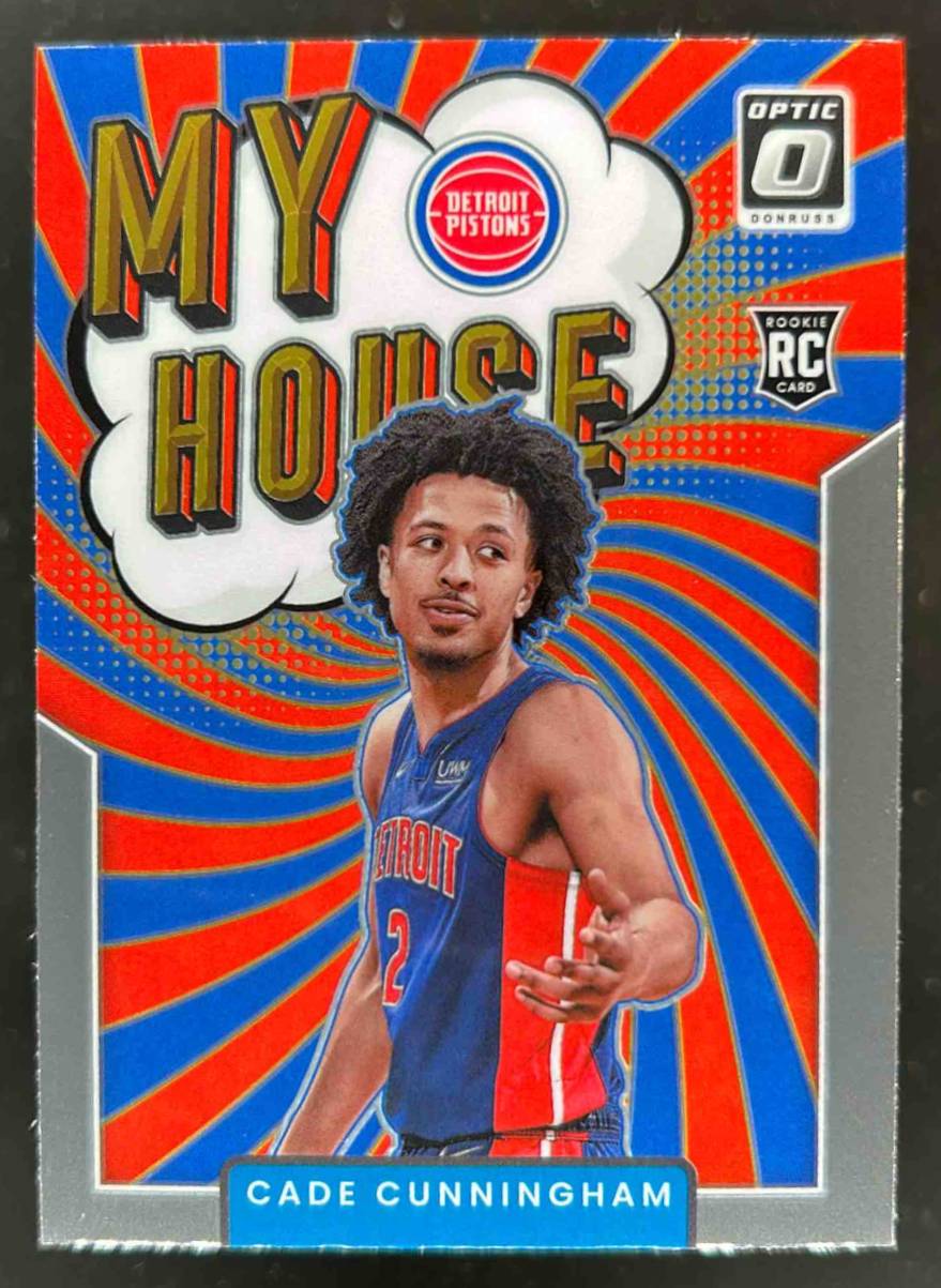 Card image for 2021-22 PANINI DONRUSS OPTIC CADE CUNNINGHAM MY HOUSE #16 RC DETROIT PISTONS