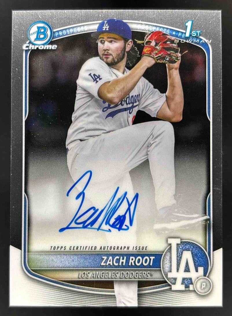 Card image for 2025 Bowman Draft Zach Root Chrome Prospect Auto #CPA-ZR Dodgers