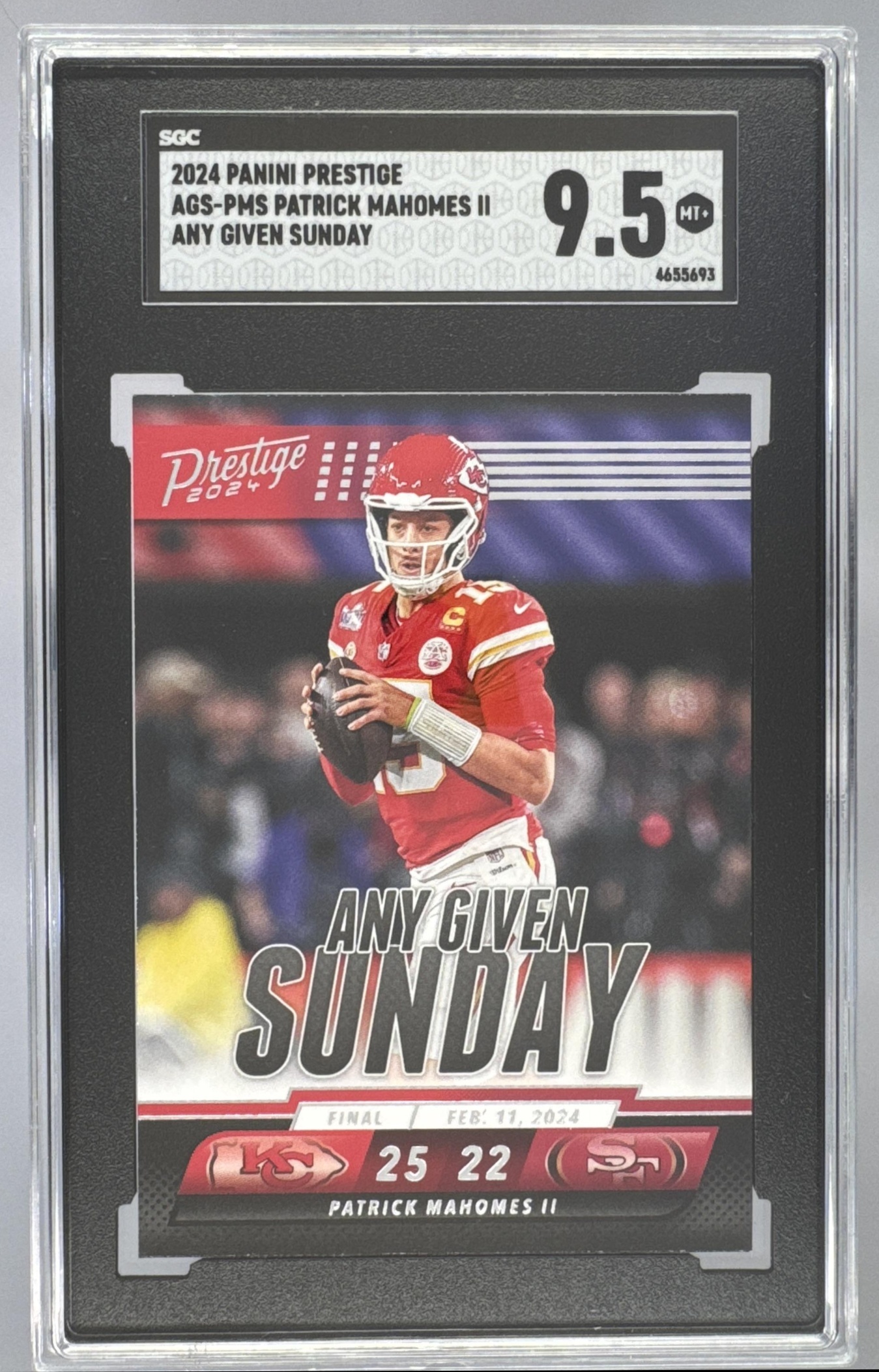 Card image for 2024 Panini Prestige Patrick Mahomes II Any Given Sunday #AGS-PMS Chiefs