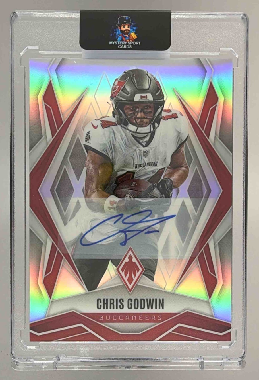 Card image for 2025 Panini Football Phoenix Chris Godwin Auto Red /99 #61 Tampa Bay Buccaneers