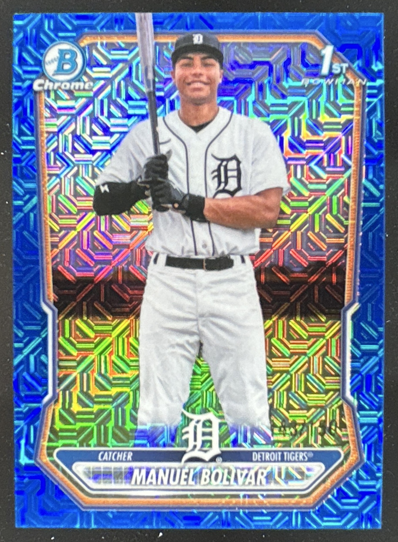Card image for Manuel Bolivar 2026 Bowman Chrome Mega Box Prospects Blue Mojo Refractor /150