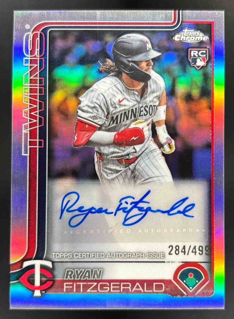 Card image for 2025 Topps Chrome Update Ryan Fitzgerald Auto Refractor /499 #AC-RF RC Twins