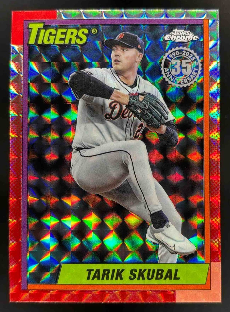 Card image for 2025 Topps Chrome Update Tarik Skubal 1990 Geometric Refractor #90CU-10 Tigers