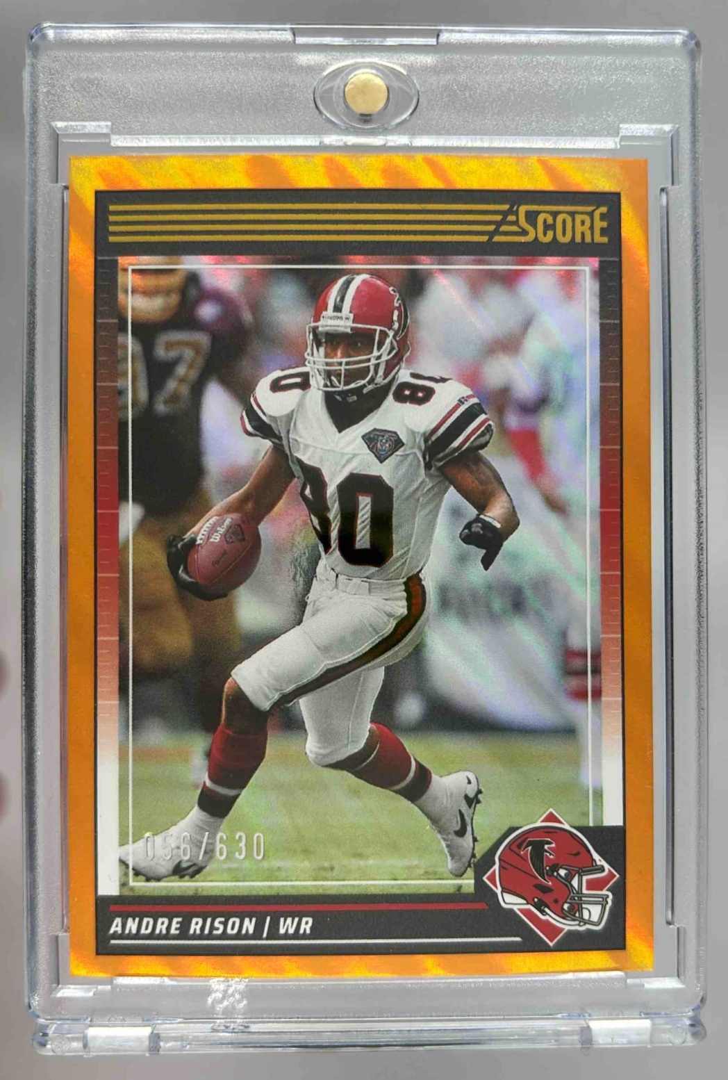 Card image for 2024 Panini Football Score Andre Rison Lava /630 #17 Atlanta Falcons