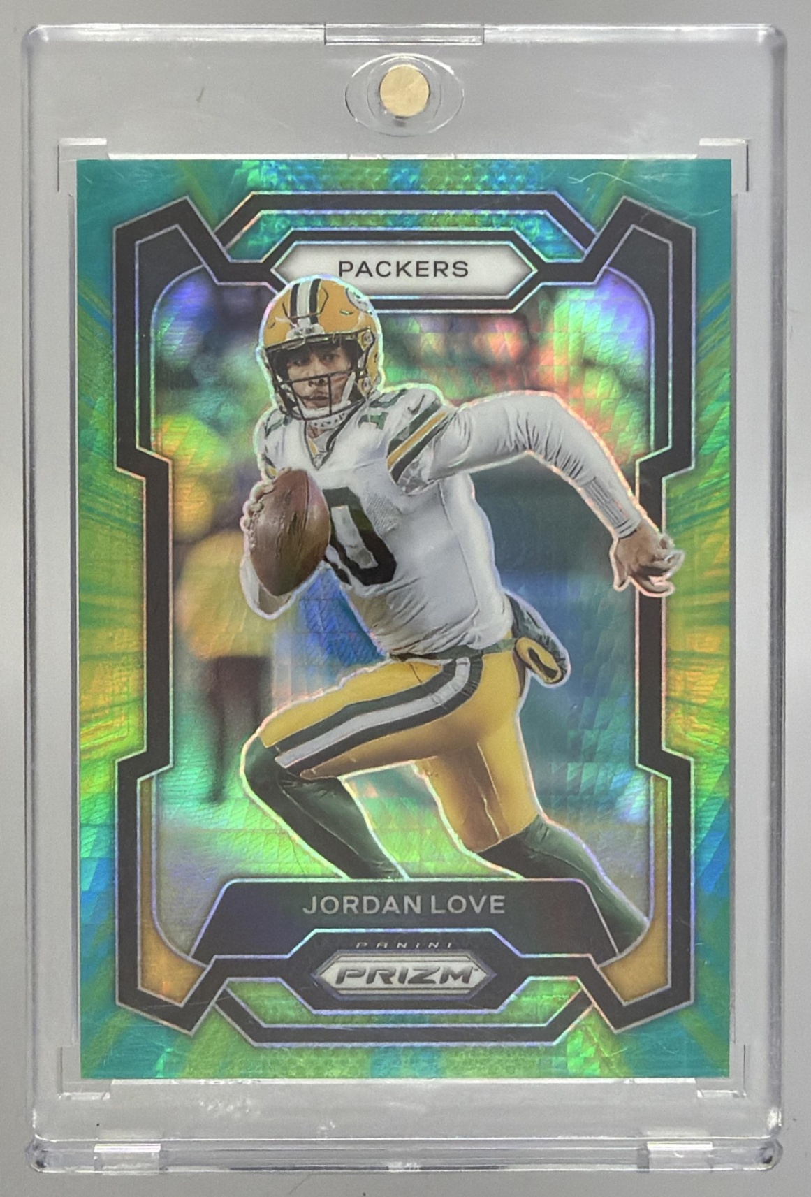 Card image for 2023 Panini Football Prizm Jordan Love Hyper /175 #110 Green Bay Packers