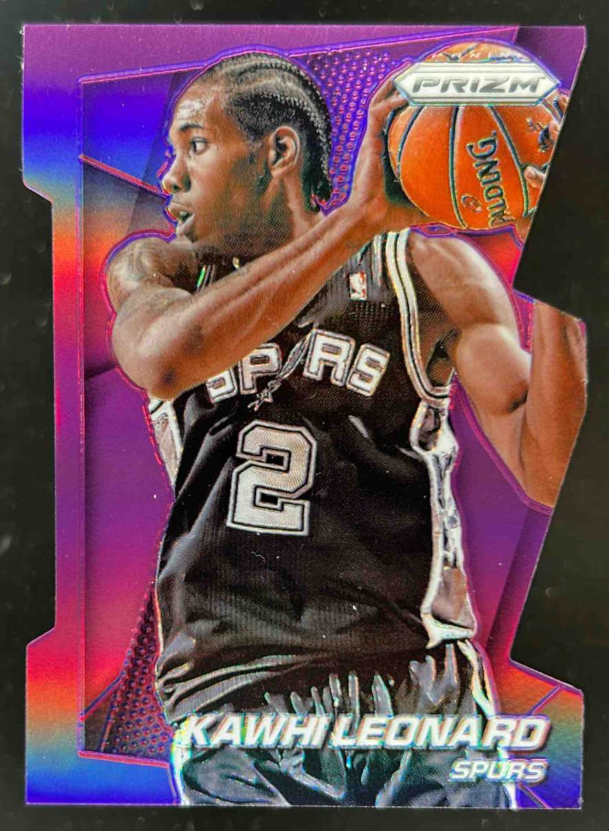 Card image for 2014-15 Panini Prizm Kawhi Leonard Prizms Purple Die Cut 12 /139 #46