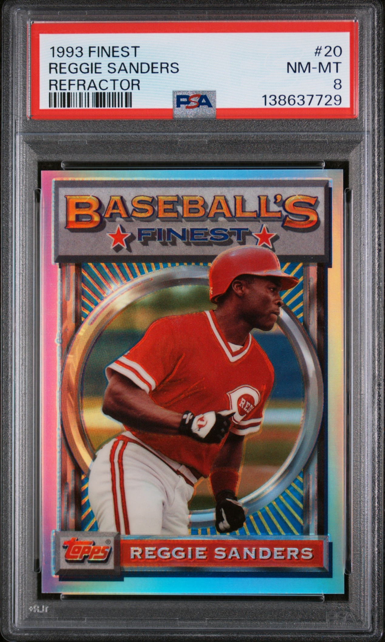 1993 Topps Baseball Finest Reggie Sanders Refractor #20 Cincinnati Reds PSA 8