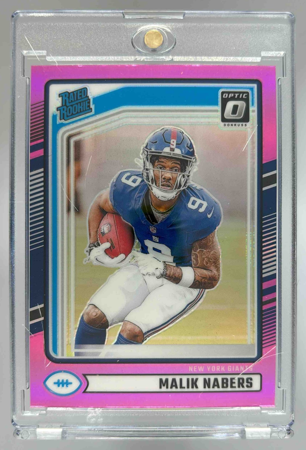 Card image for 2024 Panini Donruss Malik Nabers Optic Rated Rookie Preview Pink #383 Giants