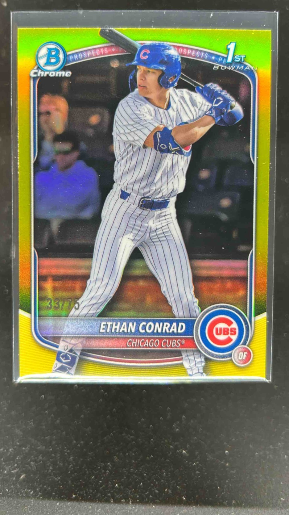 Card image for Ethan Conrad 2025 Bowman Draft Chrome Yellow Refractor /75
