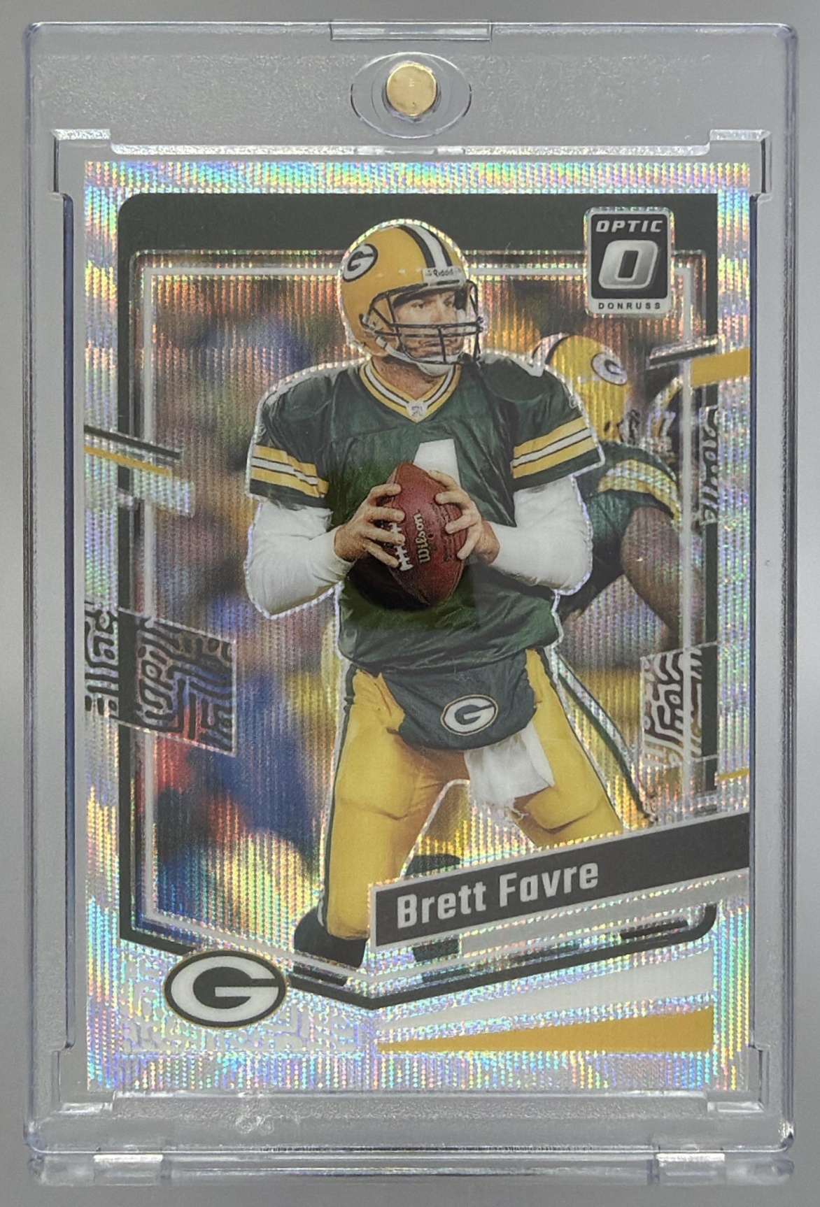 Card image for 2023 Panini Donruss Optic Brett Favre Wave Prizm /300 #64 Packers
