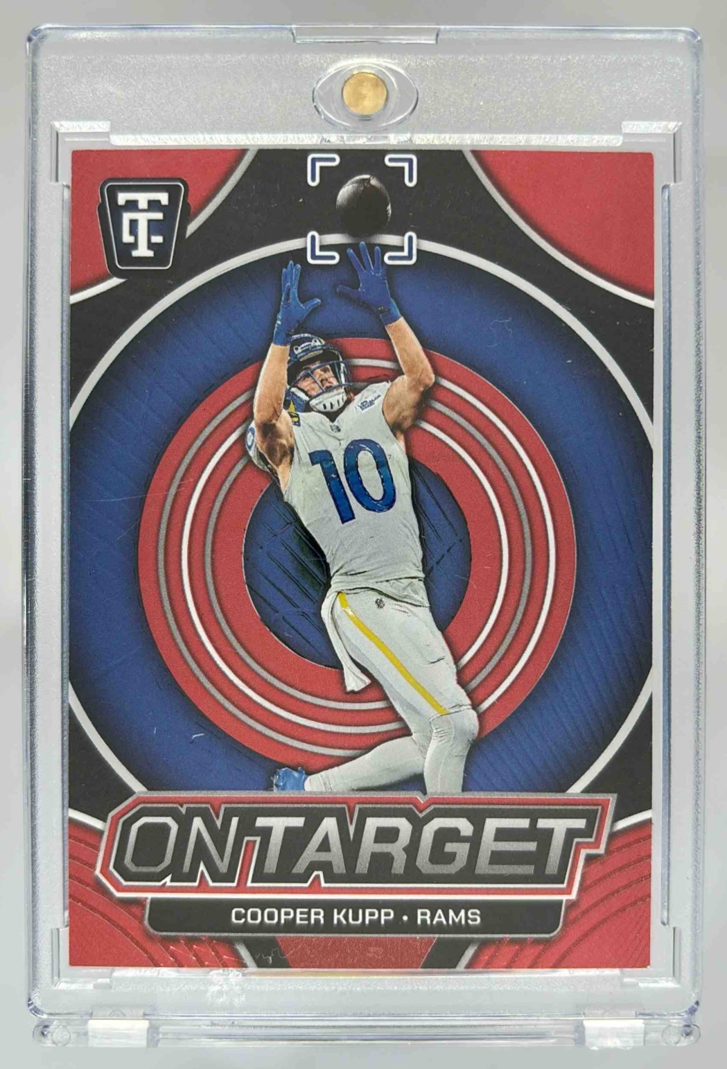 Card image for 2024 Panini Totally Certified Cooper Kupp Mirror Neon Orange /399 #53 Rams