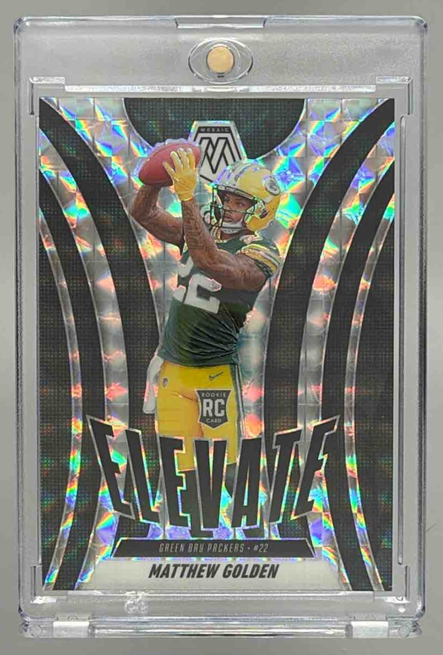 Card image for 2025 Panini Football Mosaic Matthew Golden Elevate #3 RC Green Bay Packers