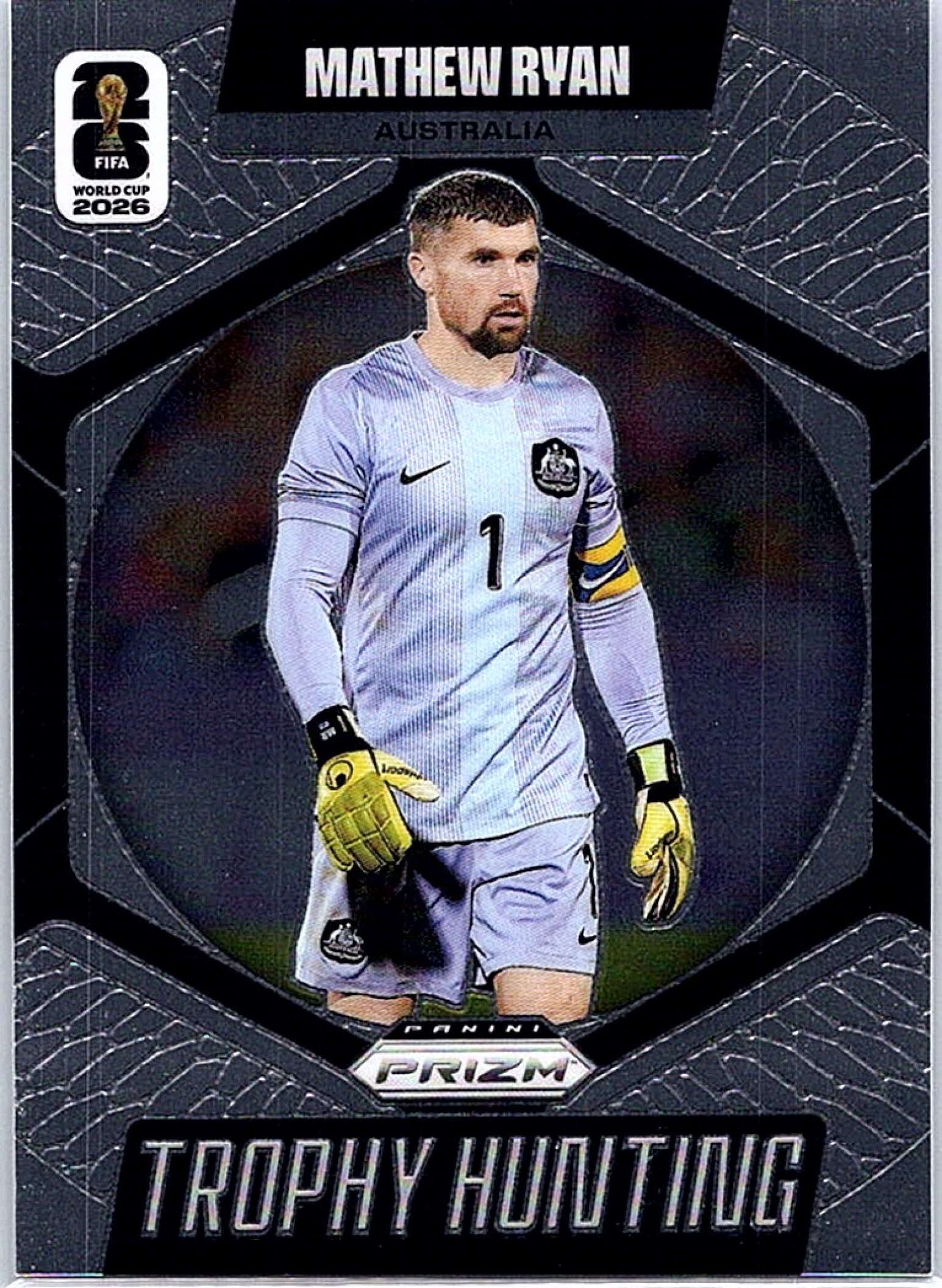 2026 PANINI PRIZM WORLD CUP MATHEW RYAN TROPHY HUNTING WAVE AUSTRALIA