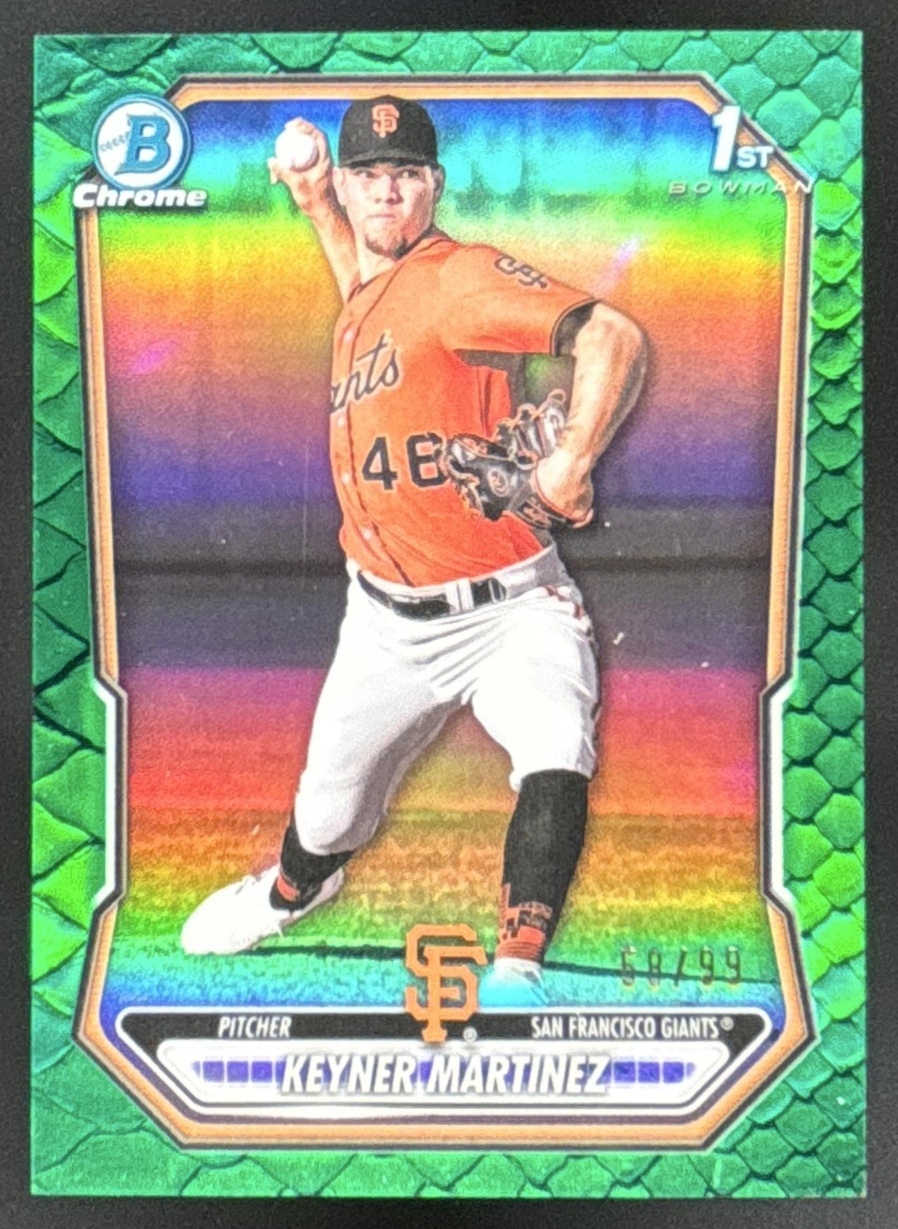 Card image for 2026 Bowman Keyner Martinez Chrome Reptilian Green Refractor /99 1st Prospect