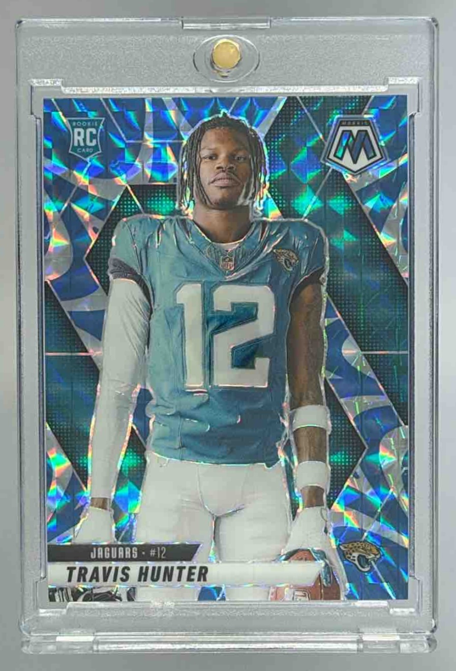 Card image for 2025 Panini Mosaic Travis Hunter Rookie Variation #279 RC Jaguars