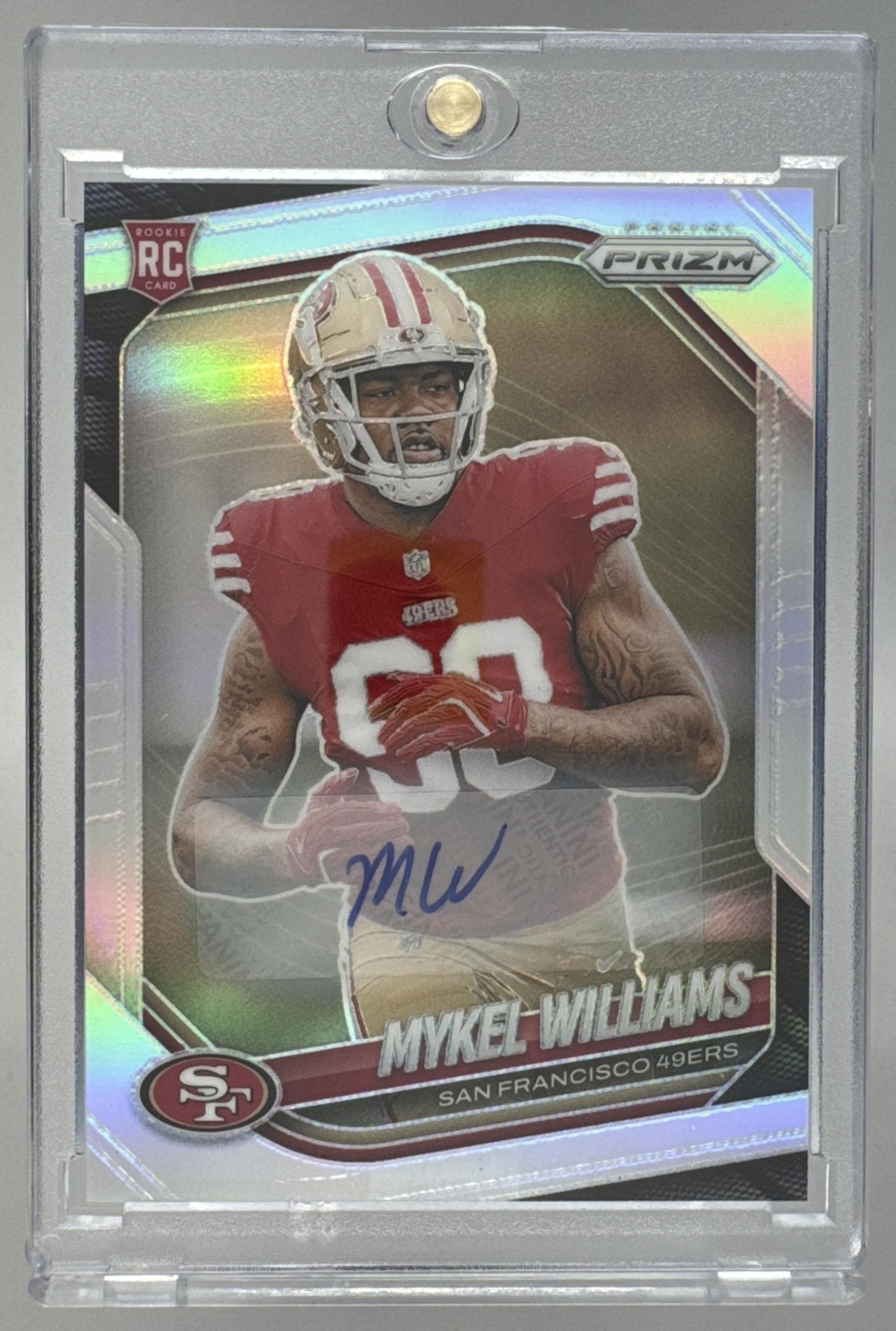 Card image for 2025 Panini Prizm Mykel Williams Rookie Auto Silver #304 RC 49ers